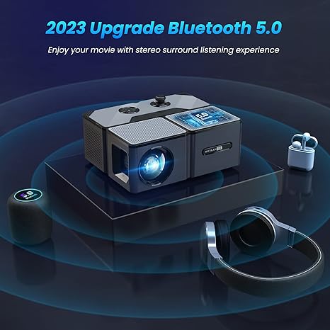 Projector with WiFi and Bluetooth, 5G Mini 1080P/ 4K Support Outdoor Movie Projector, 680 ANSI Ricilar Portable Home Theater Video Projector Compatible with Phone/ TV Stick/ USB (Screen not Included)